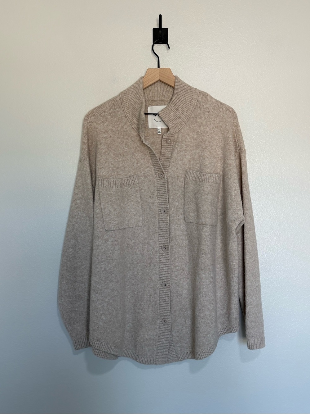 NWOT Aerie unREAL Oversized Slouchy Cardigan Knit Tunic Sweater Tan Small - Picture 2 of 9